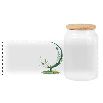 Delicate plants - Panoramic Cookie Jar with Wooden Lid - white - Front