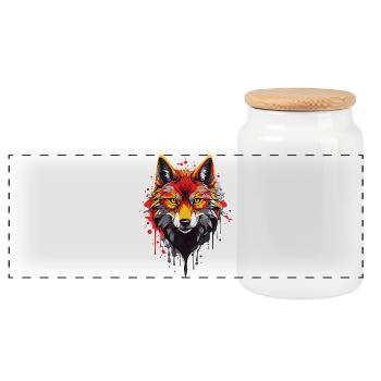 Coole Wolf - Panorama Keksdose mit Holzdeckel - Weiß - Vorne