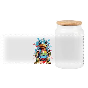 Tortue - Boîte à biscuits avec couvercle en bois - blanc - Devant