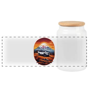 Véhicule tout-terrain 4x4 - Boîte à biscuits avec couvercle en bois - blanc - Devant