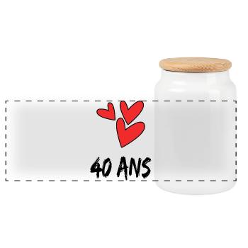 40. 40 ANS. 40e ANNIVERSAIRE. ANNIVERSAIRE 40 ANS. - Boîte à biscuits avec couvercle en bois - blanc - Devant