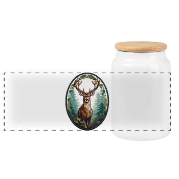 Cerf - Boîte à biscuits avec couvercle en bois - blanc - Devant