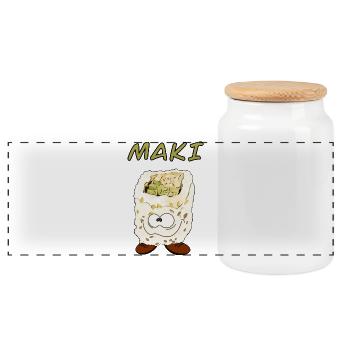 Maki style - Panoramic Cookie Jar with Wooden Lid - white - Front