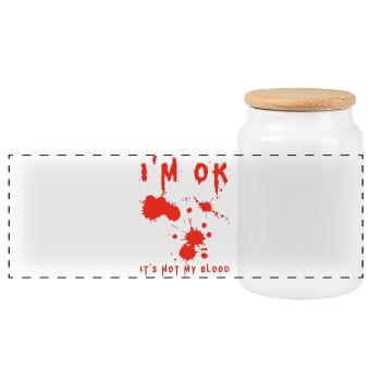 I'm Fine (Englisch) - Panorama Keksdose mit Holzdeckel - Weiß - Vorne
