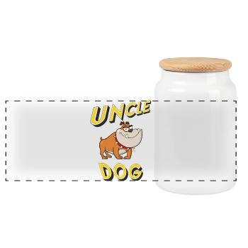 Oncle chien - Boîte à biscuits avec couvercle en bois - blanc - Devant