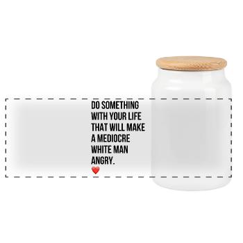 Homme blanc médiocre - Boîte à biscuits avec couvercle en bois - blanc - Devant