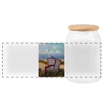 EG Holidays I Travel I Moin I North Sea I Beach Chair - Panoramic Cookie Jar with Wooden Lid - white - Front
