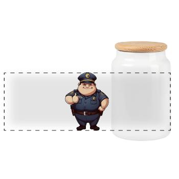 gros policier - Boîte à biscuits avec couvercle en bois - blanc - Devant