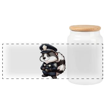 Police de la mouffette - Boîte à biscuits avec couvercle en bois - blanc - Devant