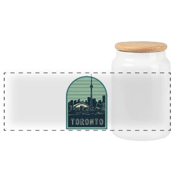 Toronto Skyline Arc Vintage Badge - Panorama Keksdose mit Holzdeckel - Weiß - Vorne