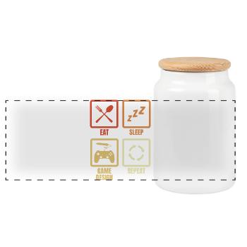 Horaire du concepteur de jeux - Boîte à biscuits avec couvercle en bois - blanc - Devant