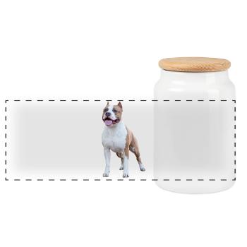 American Staffordshire Terrier - Panorama Keksdose mit Holzdeckel - Weiß - Vorne
