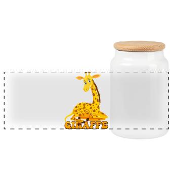 Giraffe Cartoon Jubel - Panorama Keksdose mit Holzdeckel - Weiß - Vorne