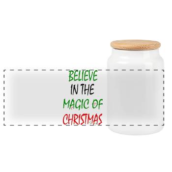 Believe in the magic of Christmas - Panoramic Cookie Jar with Wooden Lid - white - Front
