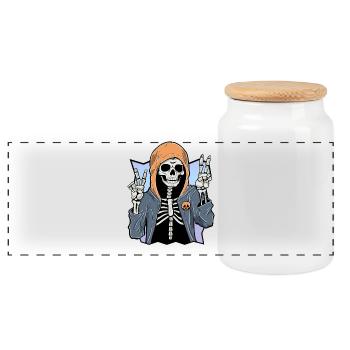 Skeleton with Hoodie - Panorama Keksdose mit Holzdeckel - Weiß - Vorne