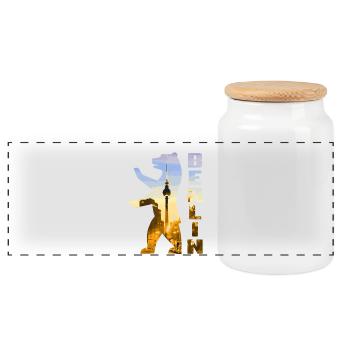 Ours de Berlin - Boîte à biscuits avec couvercle en bois - blanc - Devant