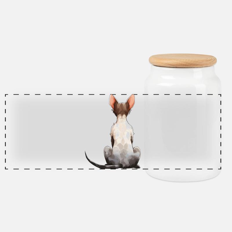 Cornish Rex Katze - Panorama Keksdose mit Holzdeckel - Weiß