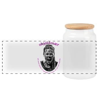 Shieldmaiden - Norse Viking Warrior SW - Panoramic Cookie Jar with Wooden Lid - white - Front
