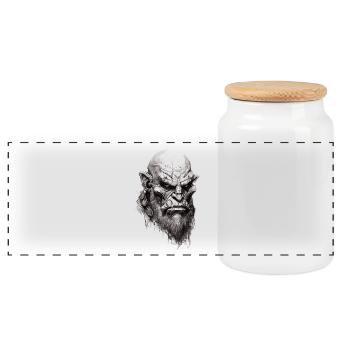 Ork Krieger Portrait Fantasy RPG Shirt - Panorama Keksdose mit Holzdeckel - Weiß - Vorne