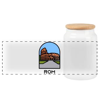 Rome - Colosseum - Panoramic Cookie Jar with Wooden Lid - white - Front