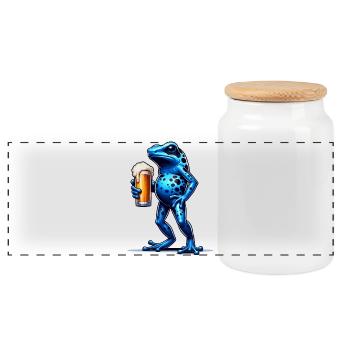 Pfeilgiftfrosch Frosch Bier - Panorama Keksdose mit Holzdeckel - Weiß - Vorne