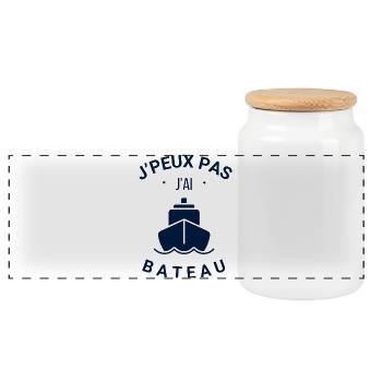 J'PEUX PAS J'AI BATEAU - Boîte à biscuits avec couvercle en bois - blanc - Devant