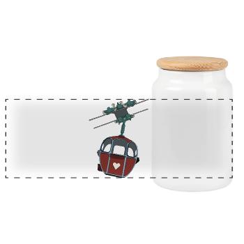 Cable Car Gondola - Red Heart - Panoramic Cookie Jar with Wooden Lid - white - Front