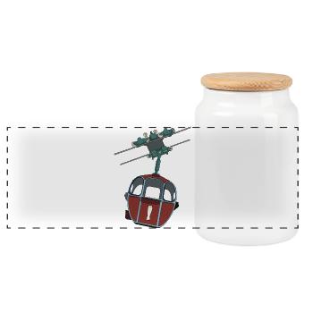 Cable Car Gondola - Red Wheat Beer - Panoramic Cookie Jar with Wooden Lid - white - Front