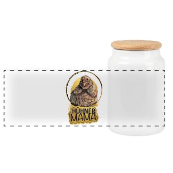 Hühner Mama - Panorama Keksdose mit Holzdeckel - Weiß - Vorne