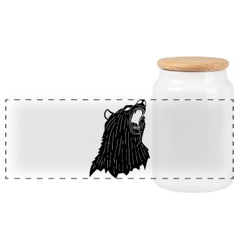 Angry Black Bear - Panoramic Cookie Jar with Wooden Lid - white - Front