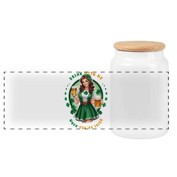 Drink with me if you're Irish - Panoramic Cookie Jar with Wooden Lid - white - Front