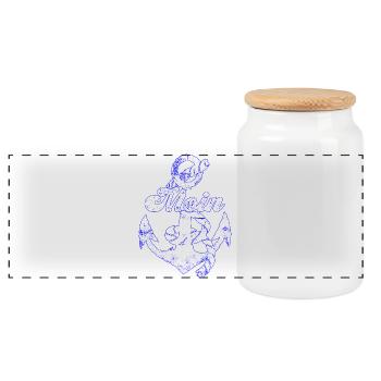 Moin mit Anker Vintage Design - Panorama Keksdose mit Holzdeckel - Weiß - Vorne
