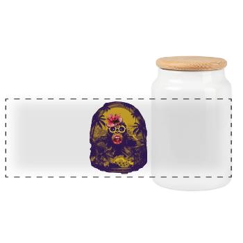Gorilla Pop Art - Panoramic Cookie Jar with Wooden Lid - white - Front
