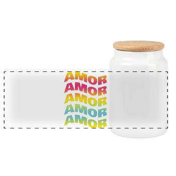t-shirt amor amore love Liebe amour t-shirt - Panoramic Cookie Jar with Wooden Lid - white - Front