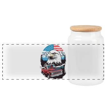 Adventure Tour USA - Panoramic Cookie Jar with Wooden Lid - white - Front