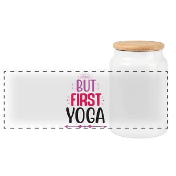 Mais d’abord le yoga - Boîte à biscuits avec couvercle en bois - blanc - Devant