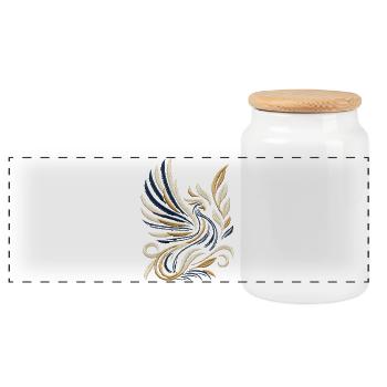 T-shirt Broderie Phénix Doré - Boîte à biscuits avec couvercle en bois - blanc - Devant