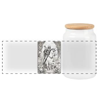 Death Rider Tarot Illustration - Panoramic Cookie Jar with Wooden Lid - white - Front