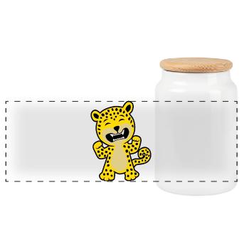 Léopard Grrrr - Boîte à biscuits avec couvercle en bois - blanc - Devant