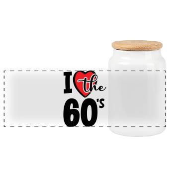 I love the 60s. i love the 60s. - Panoramic Cookie Jar with Wooden Lid - white - Front