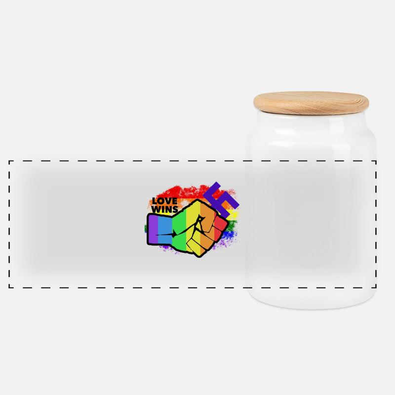 No racism - Love wins - Equality - Panorama Keksdose mit Holzdeckel - Weiß