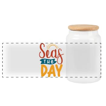Seas The Day - Panoramic Cookie Jar with Wooden Lid - white - Front
