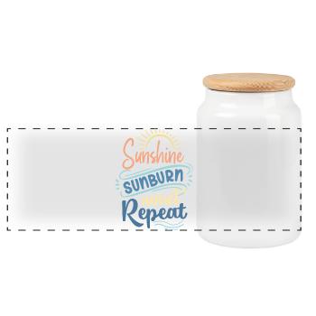 Sunshine Sunburn Sunset Repeat - Panoramic Cookie Jar with Wooden Lid - white - Front