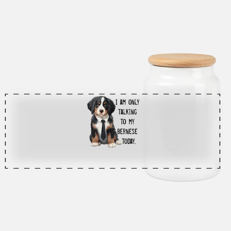 Berner Sennenhund - Panorama Keksdose mit Holzdeckel - Weiß
