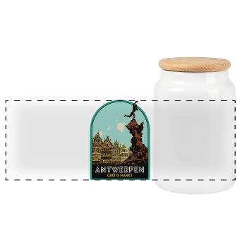 Malerische Illustration des Grand Place - Panorama Keksdose mit Holzdeckel - Weiß - Vorne