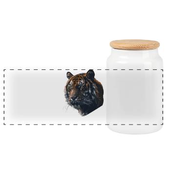 Wildcat Pet Portrait on Premium Fabric - Panoramic Cookie Jar with Wooden Lid - white - Front