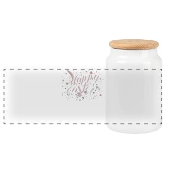 Easter greeting with floral lettering - Panoramic Cookie Jar with Wooden Lid - white - Front