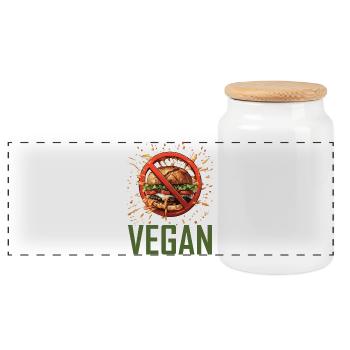 Renoncement végétalien au design de la restauration rapide - Boîte à biscuits avec couvercle en bois - blanc - Devant
