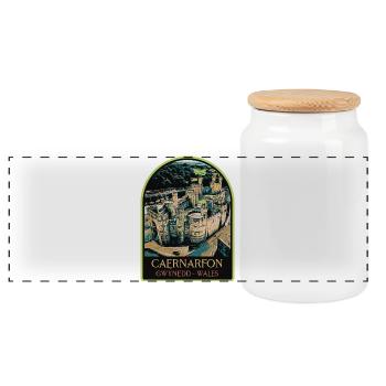 Illustration Caernarfon Castle, Wales, Vereinigtes Königreich - Panorama Keksdose mit Holzdeckel - Weiß - Vorne