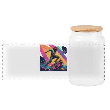 Urban Dance Vibe mit Farbexplosion - Panorama Keksdose mit Holzdeckel - Weiß - Vorne